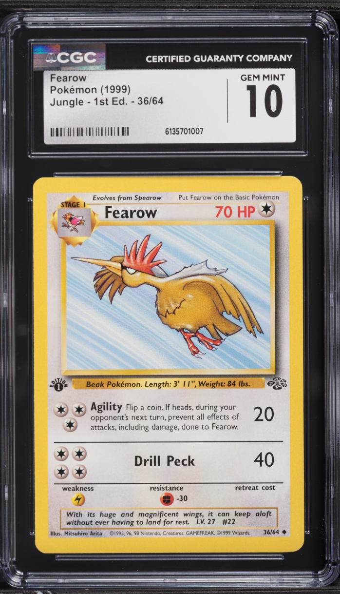 1999 Pokemon Jungle 1st Edition Fearow #36 CGC 10 GEM MINT