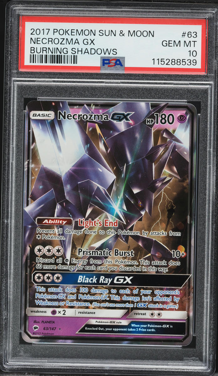 2017 Pokemon Sun & Moon Burning Shadows Alt Art Necrozma GX #63 PSA 10 GEM MINT