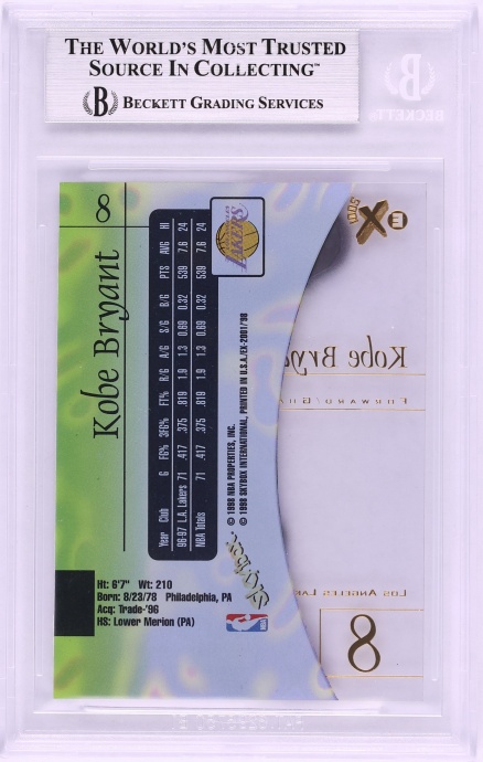 1997 Skybox E-X2001 Kobe Bryant #8 BGS 8 NM-MT