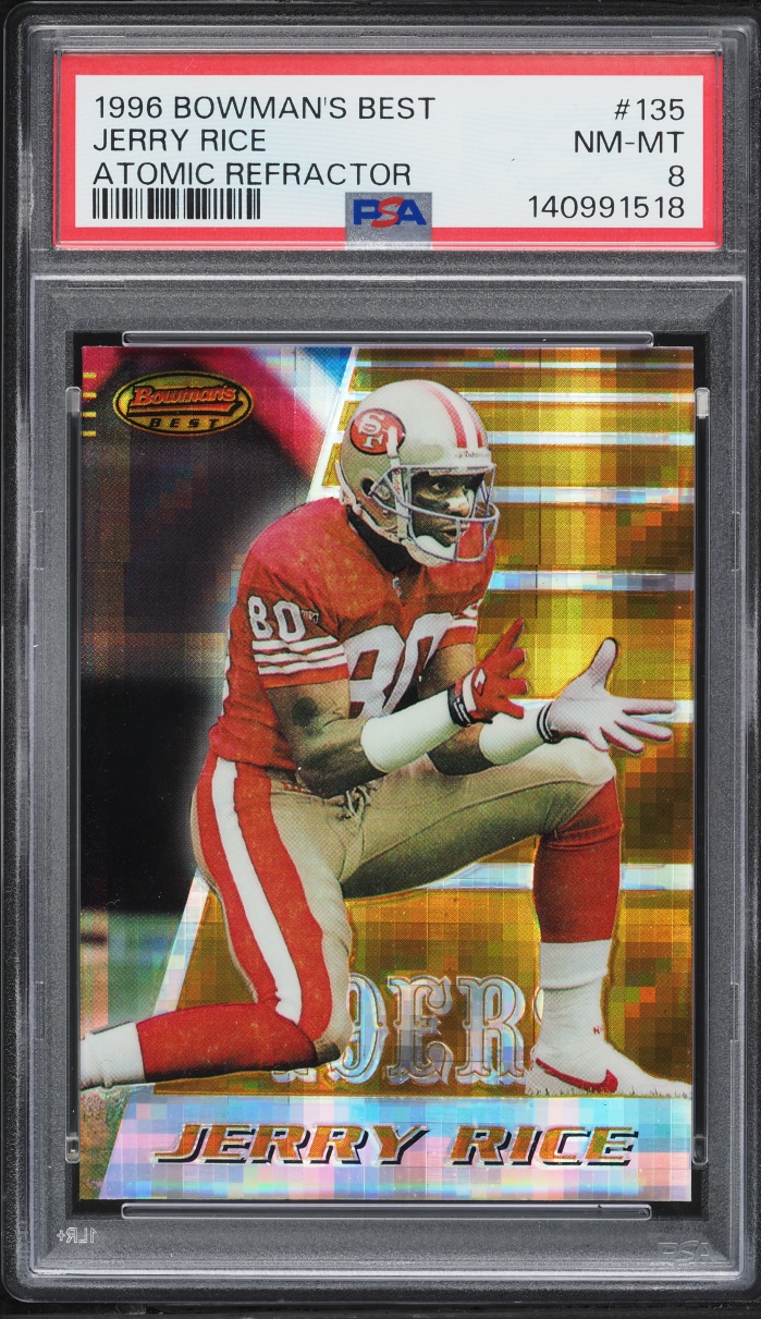 1996 Bowman's Best Atomic Refractor Jerry Rice #135 PSA 8 NM-MT