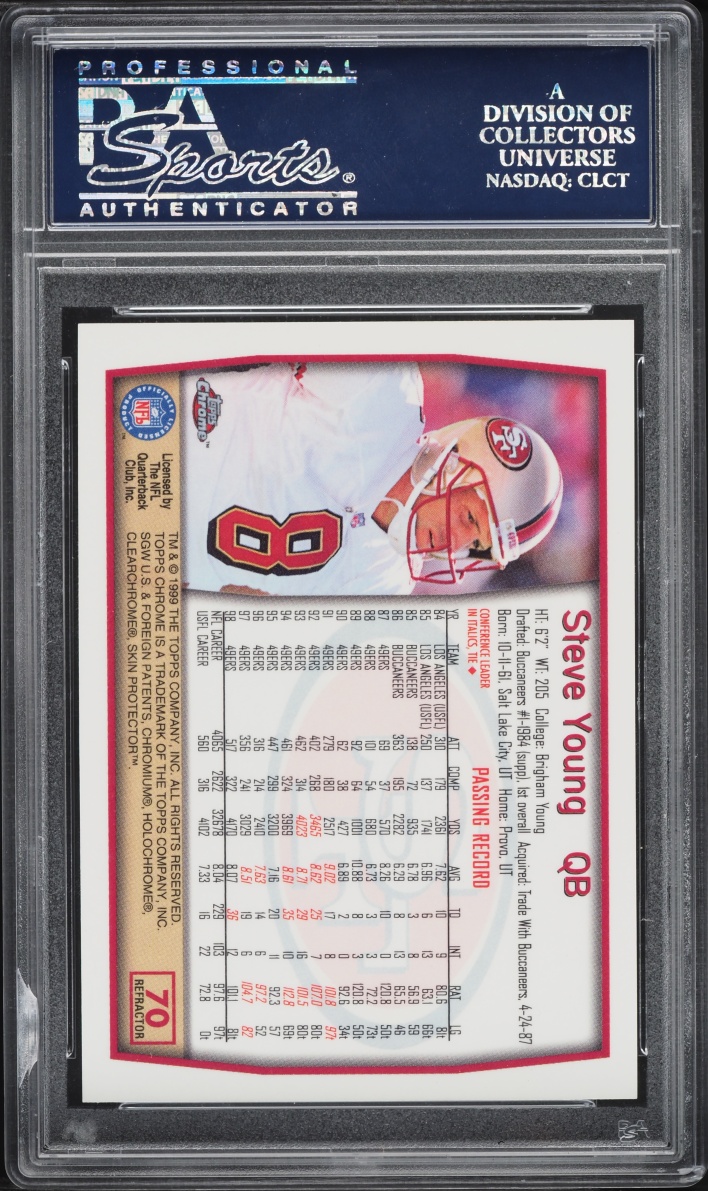 1999 Topps Chrome Refractor Steve Young #70 PSA 10 GEM MINT