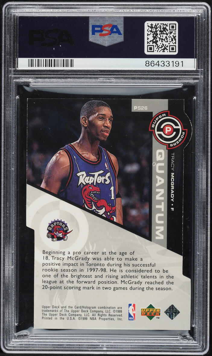 1998 Upper Deck Super Powers Quantum Silver Tracy McGrady /100 #PS26 PSA 8 NM-MT