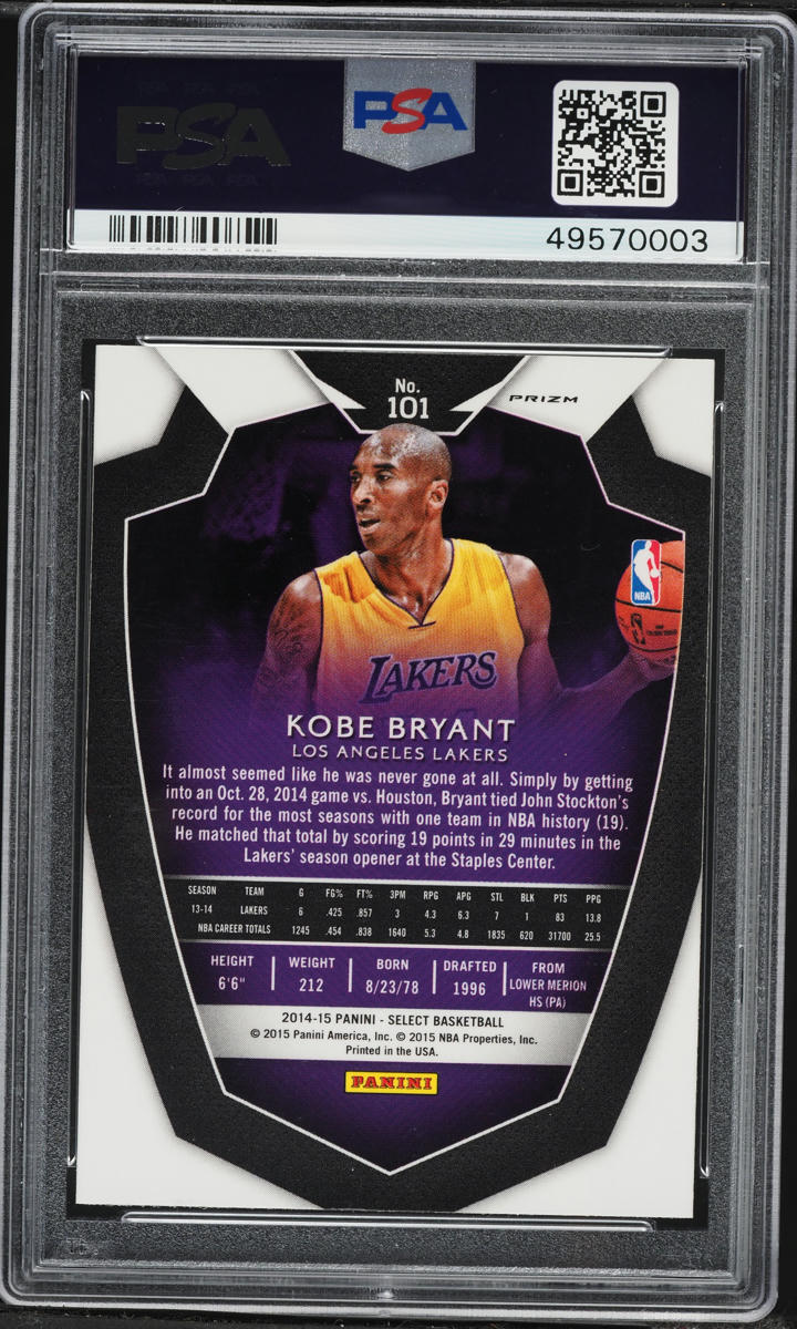 2014 Select Silver Prizm Kobe Bryant #101 PSA 9 MINT