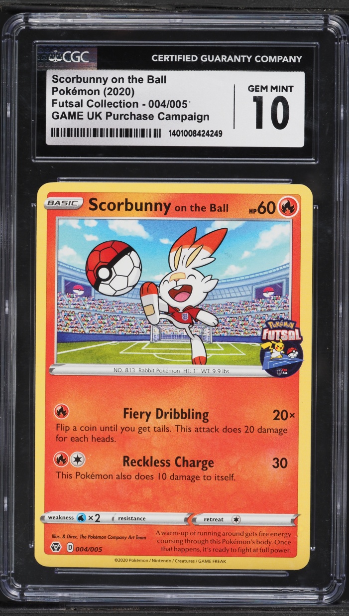 2020 Pokemon SWSH Futsal Collection Game UK Purchase Scorbunny On The Ball #4 CGC 10 GEM MINT