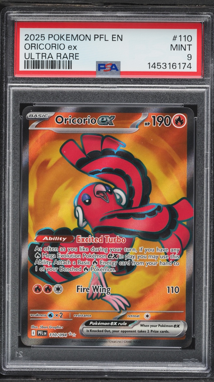 2025 Pokemon Mega Evolution Phantasmal Flames Full Art Oricorio ex #110 PSA 9 MINT