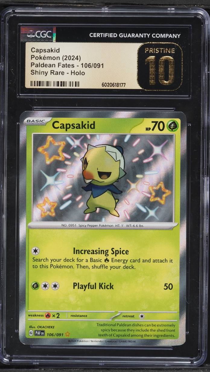 2024 Pokemon Scarlet & Violet Paldean Fates Shiny Capsakid #106 CGC 10 PRISTINE