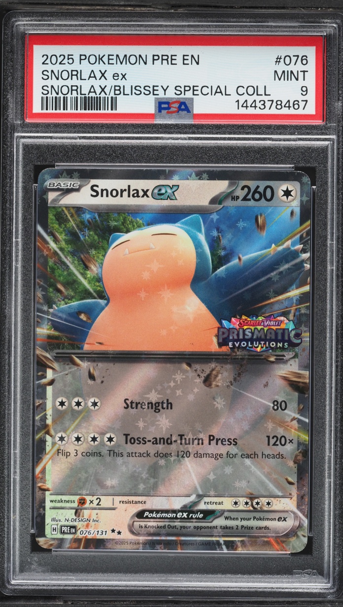 2025 Pokemon SV Prismatic Evolutions Special Collection Holo Snorlax Ex #76 PSA 9 MINT
