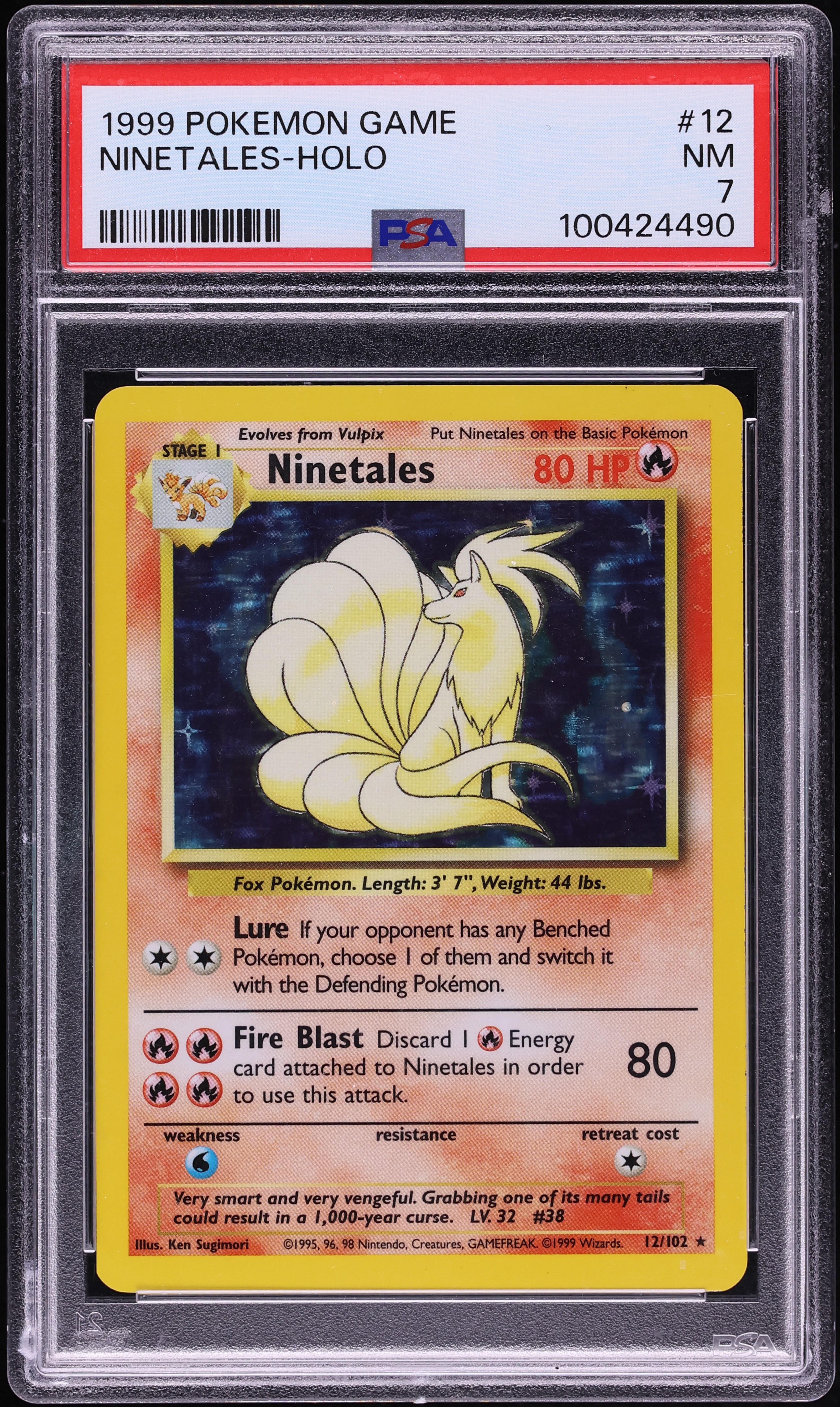 1999 Pokemon Base Set Holo Ninetales #12 PSA 7 NRMT