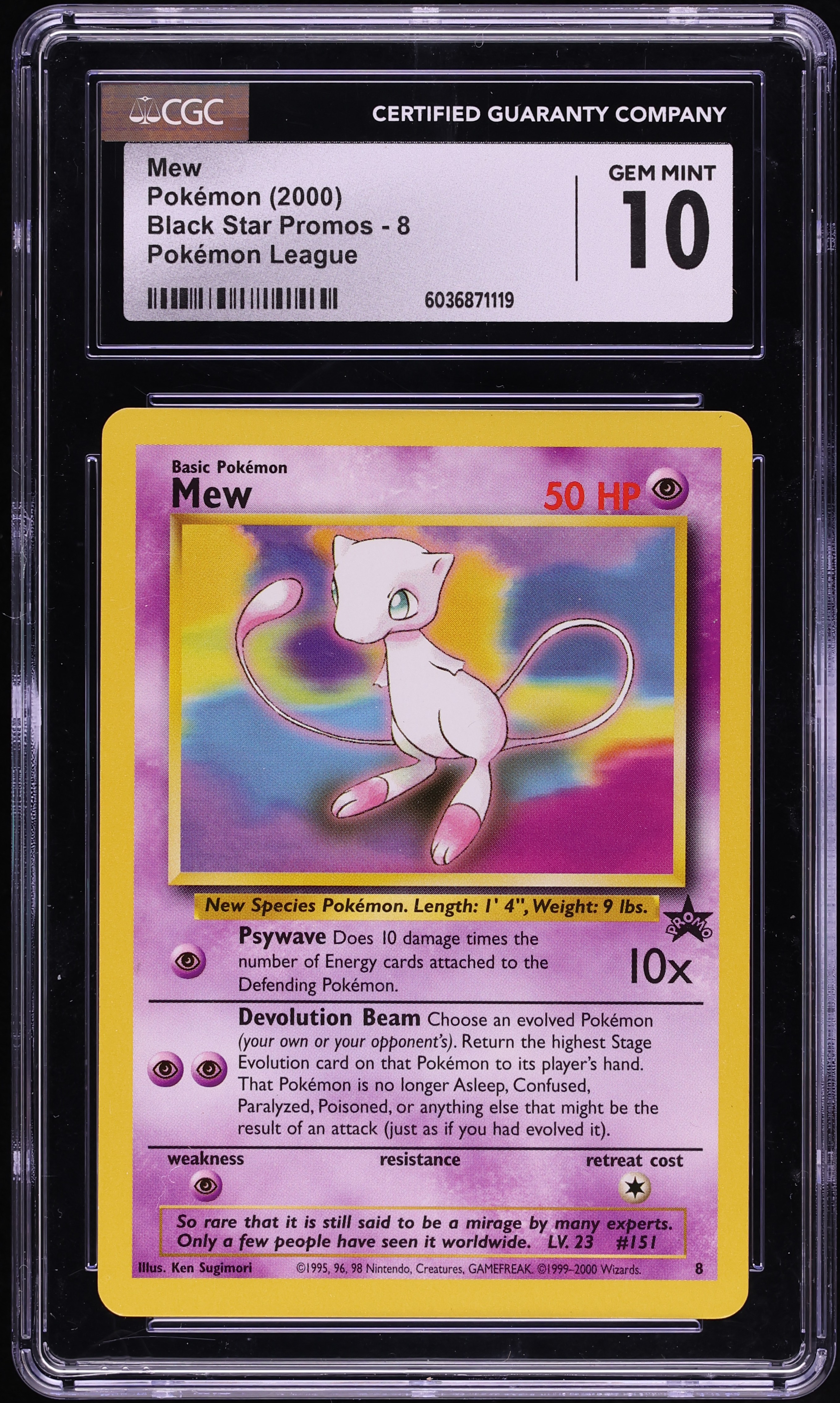 2000 Pokemon League Black Star Promo Mew #8 CGC 10 GEM MINT