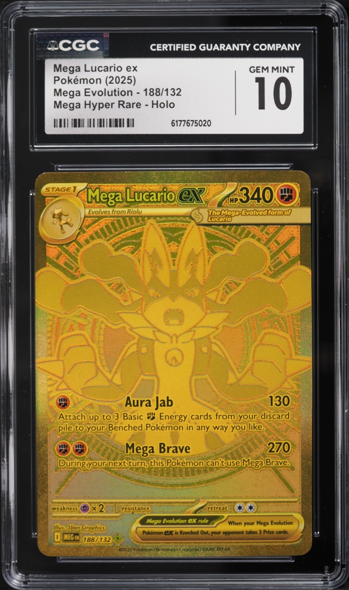 2025 Pokemon Mega Evolution MHR Mega Lucario ex #188 CGC 10 GEM MINT
