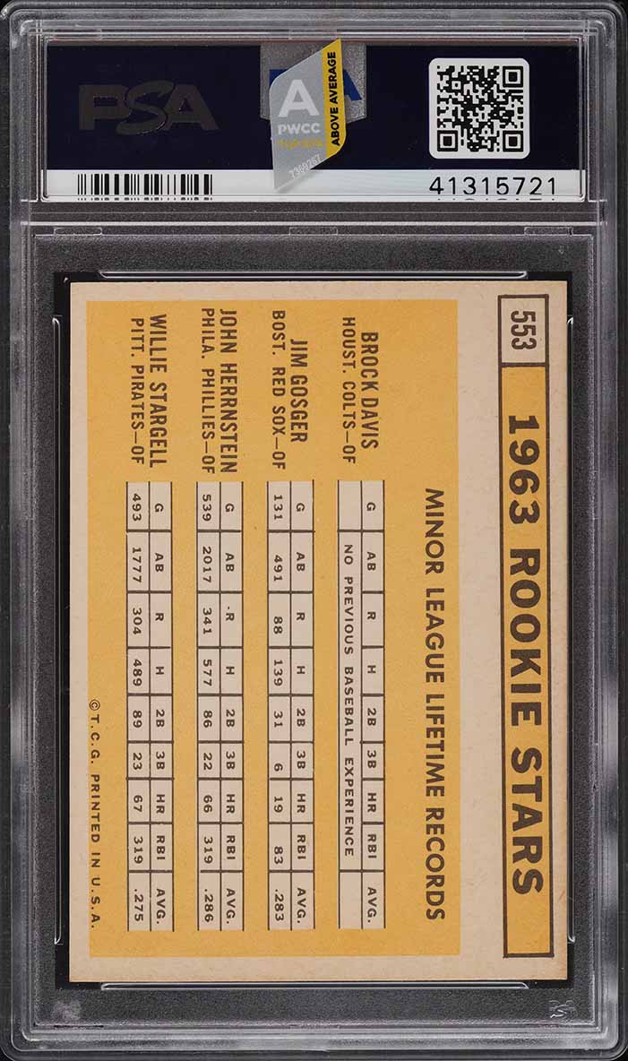 1963 Topps Willie Stargell ROOKIE #553 PSA 8.5 NM-MT+