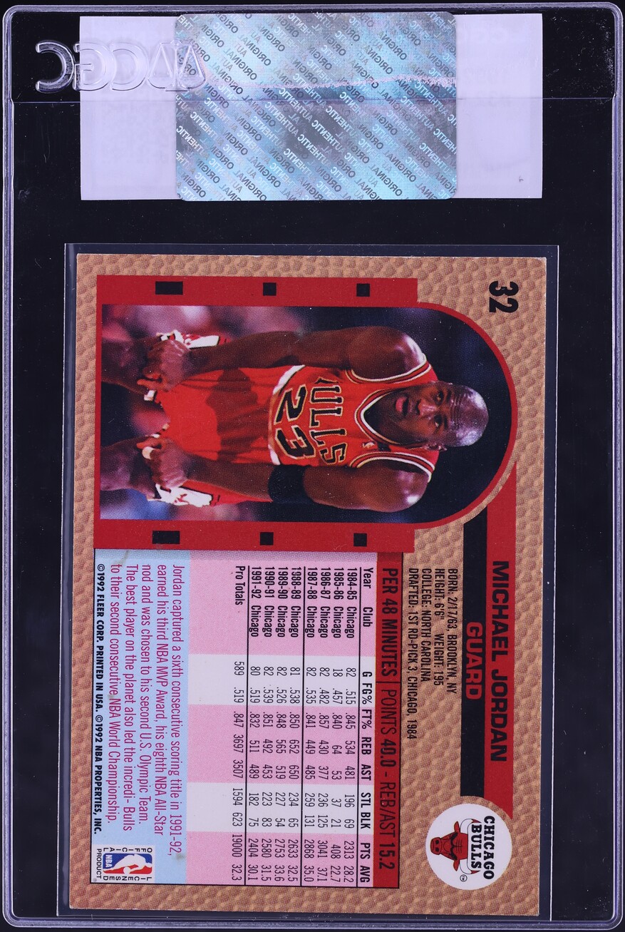 1992 Fleer Basketball Michael Jordan #32 CGC AUTH