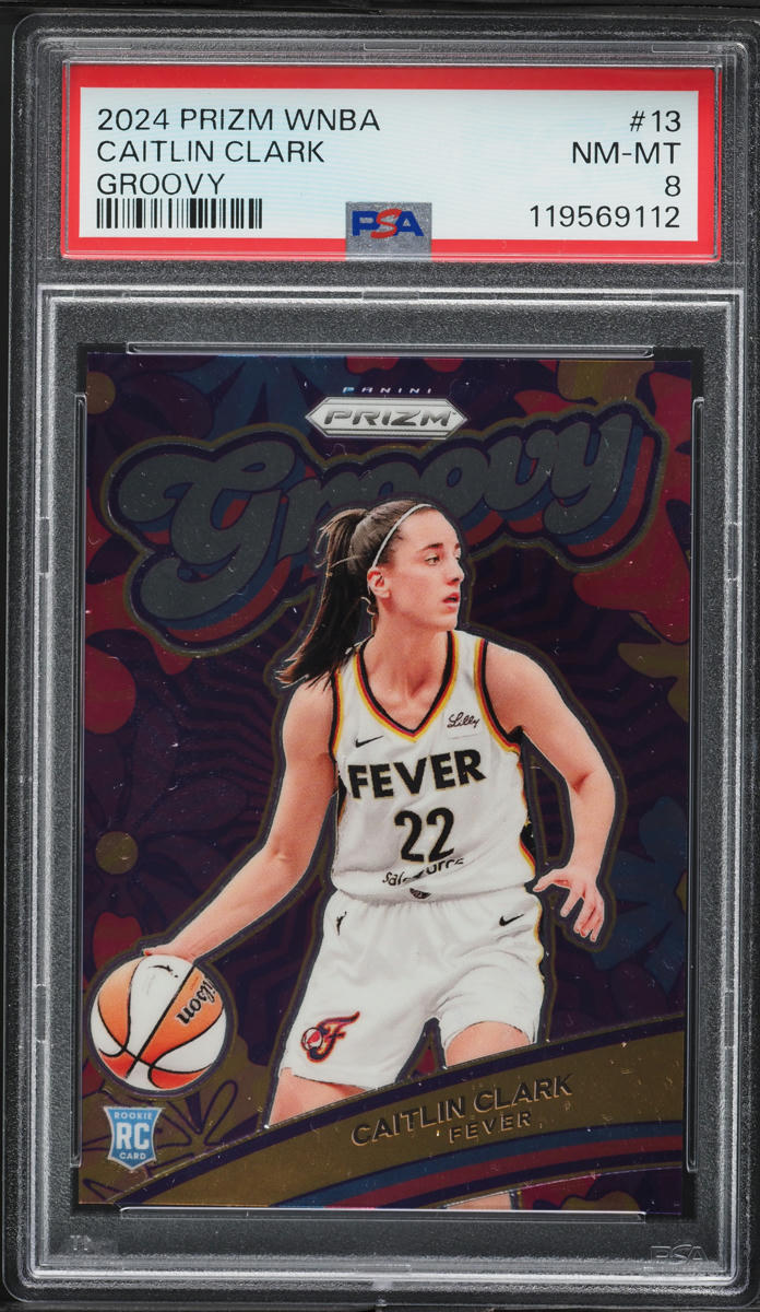 2024 Panini Prizm WNBA Groovy Caitlin Clark ROOKIE #13 PSA 8 NM-MT