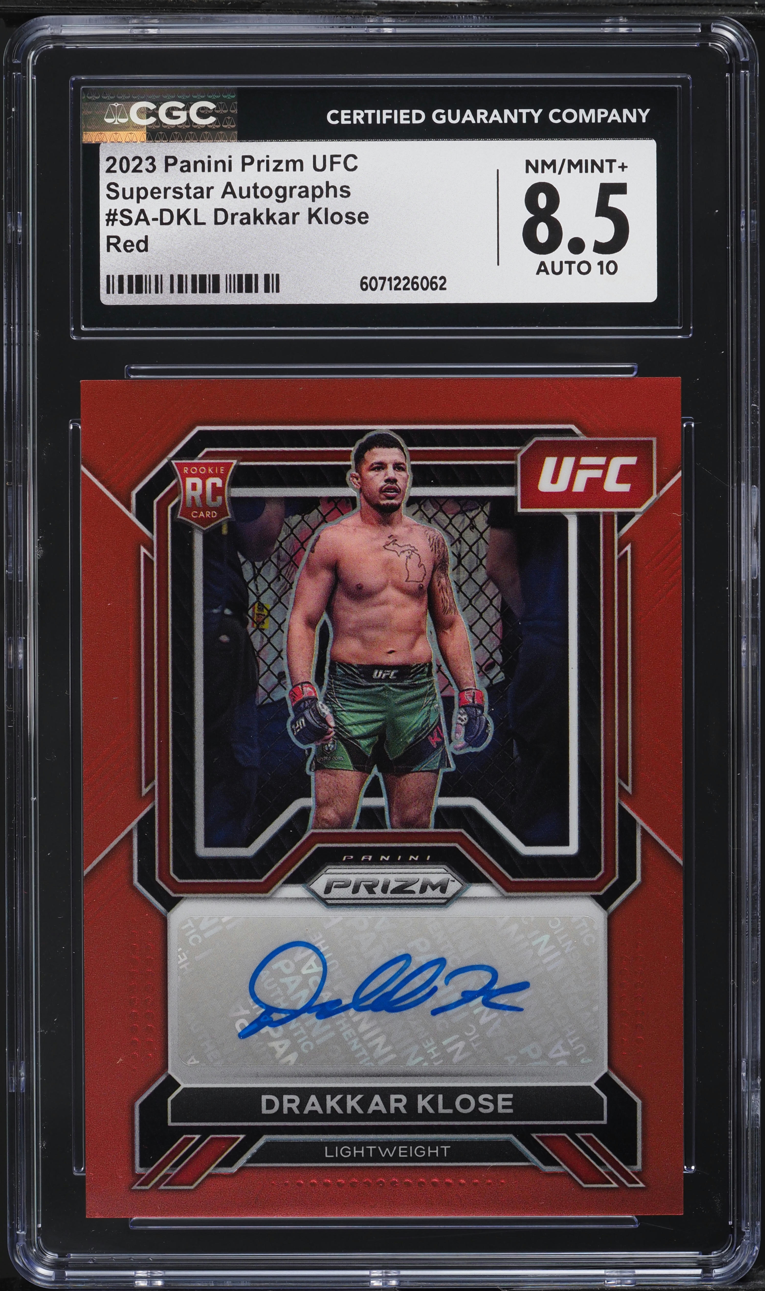 2023 Panini Prizm UFC Superstar Red Drakkar Klose ROOKIE