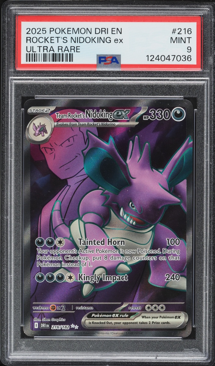 2025 Pokemon Scarlet & Violet Destined Rivals Full Art Rocket's Nidoking EX #216 PSA 9 MINT