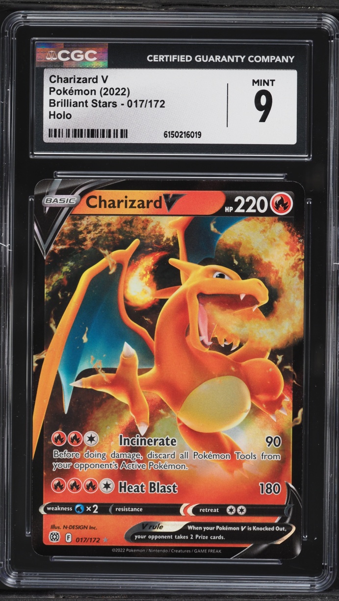 2022 Pokemon Sword & Shield Brilliant Stars Charizard V #17 CGC 9 MINT