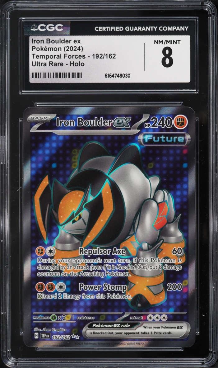 2024 Pokemon Scarlet & Violet Temporal Forces Full Art Iron Boulder EX #192 CGC 8 NM-MT