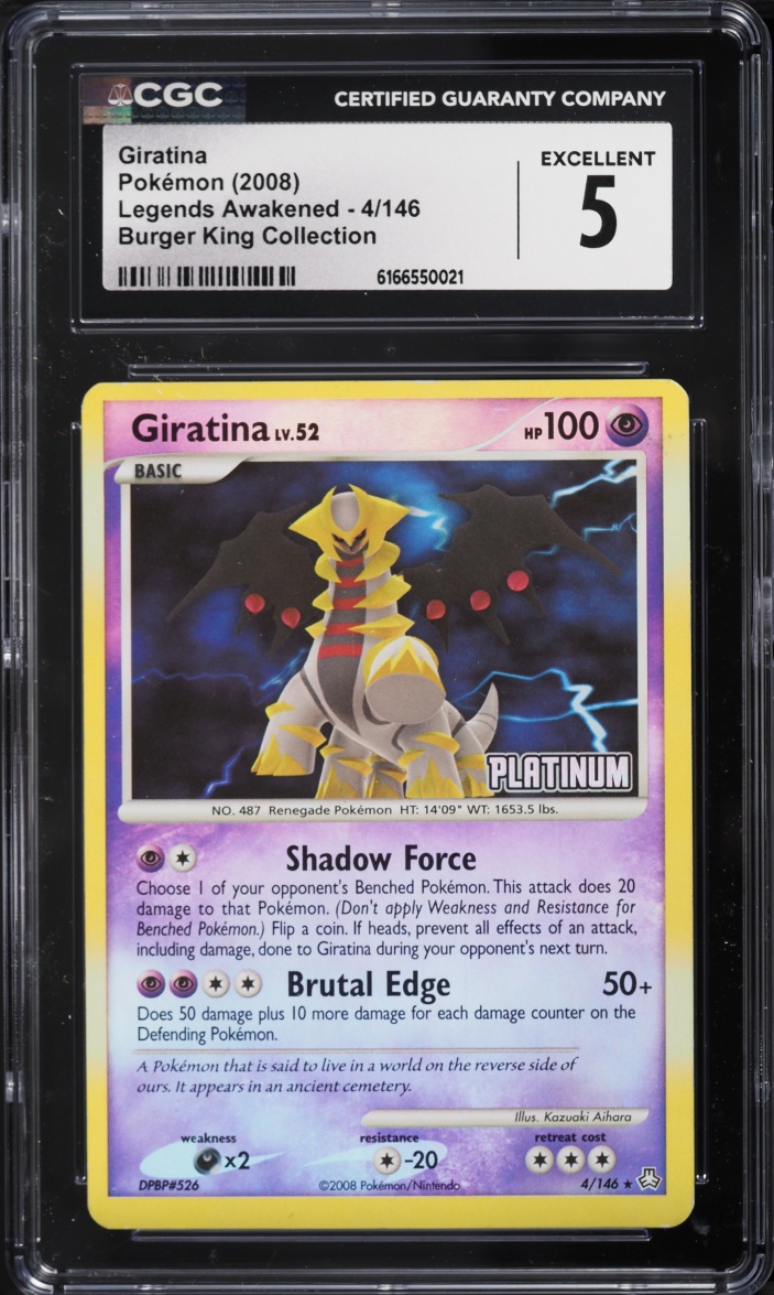 2008 Pokemon Legends Awakened Burger King Collection Giratina #4 CGC 5 EX
