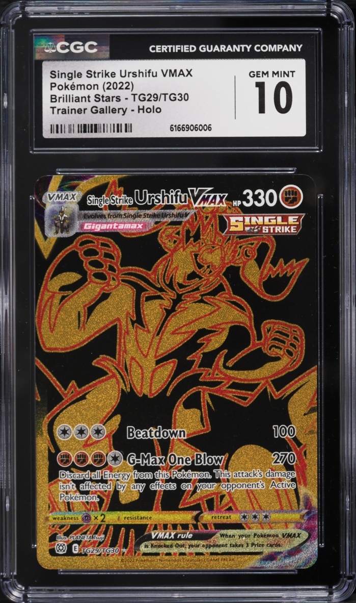 2022 Pokemon SWSH Brilliant Stars Full Art Single Strike Urshifu VMAX #TG29 CGC 10 GEM MINT