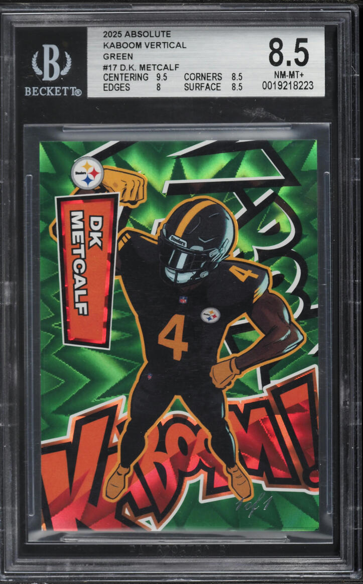 2025 Absolute Kaboom! Vertical Green D.K. Metcalf 1/1 #17 BGS 8.5 NM-MT+