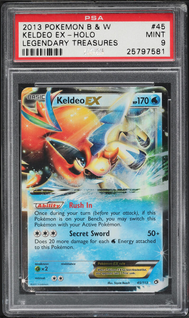 2013 Pokemon Black & White Legendary Treasures Holo Keldeo EX #45 PSA 9 MINT