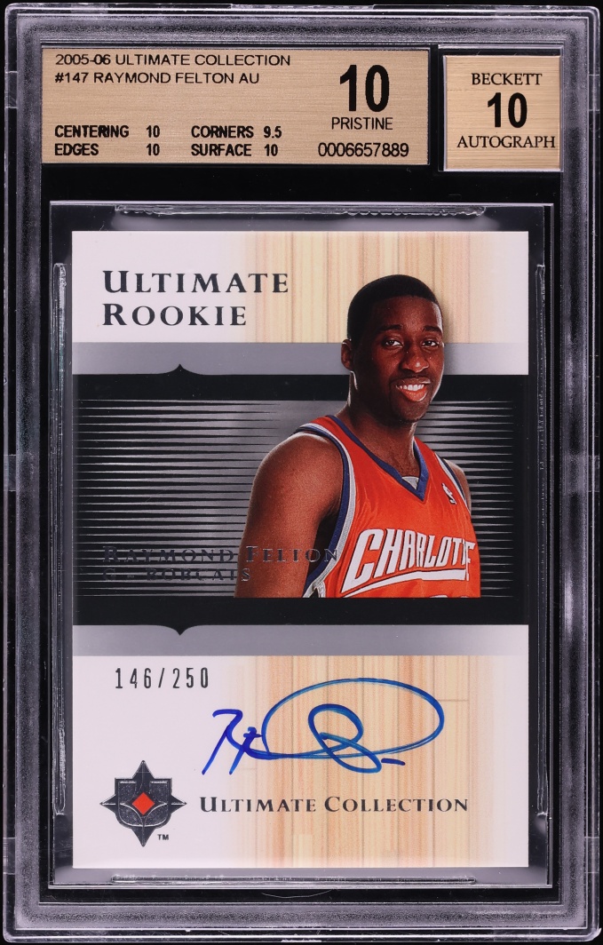 2005 Ultimate Collection Raymond Felton ROOKIE AUTO /250 #147 BGS 10 PRISTINE