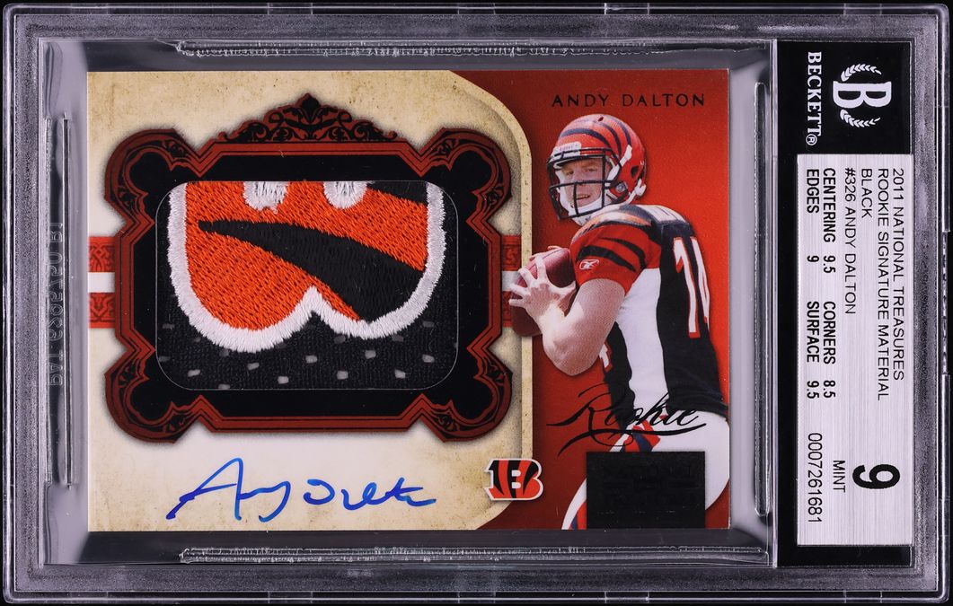 2011 Playoff National Treasures Black Andy Dalton ROOKIE PATCH AUTO /25 #326 BGS 9 MINT