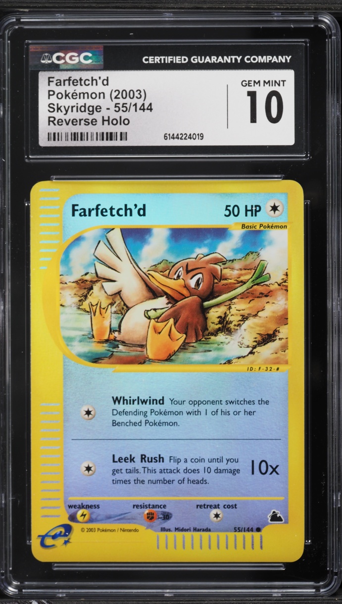 2003 Pokemon Skyridge Reverse Holo Farfetch'd #55 CGC 10 GEM MINT
