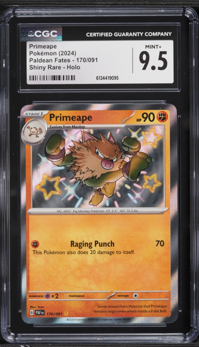 2024 Pokemon Scarlet & Violet Paldean Fates Shiny Primeape #170 CGC 9.5 MINT+