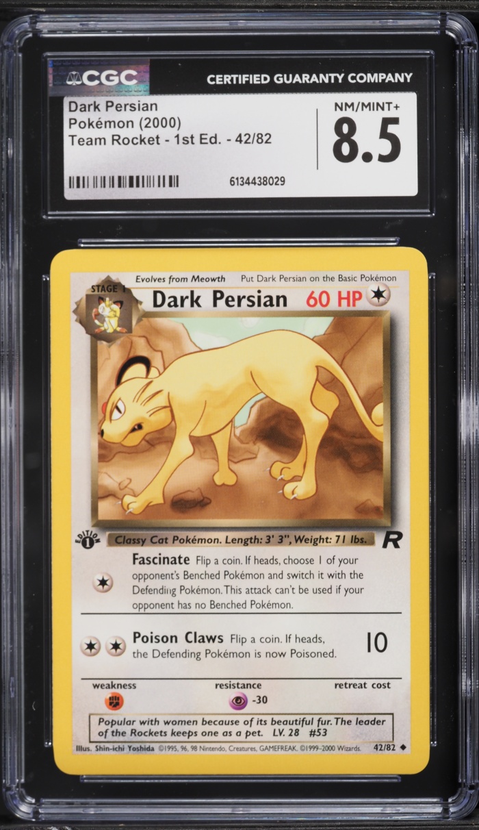 2000 Pokemon Team Rocket 1st Edition Dark Persian #42 CGC 8.5 NM-MT+