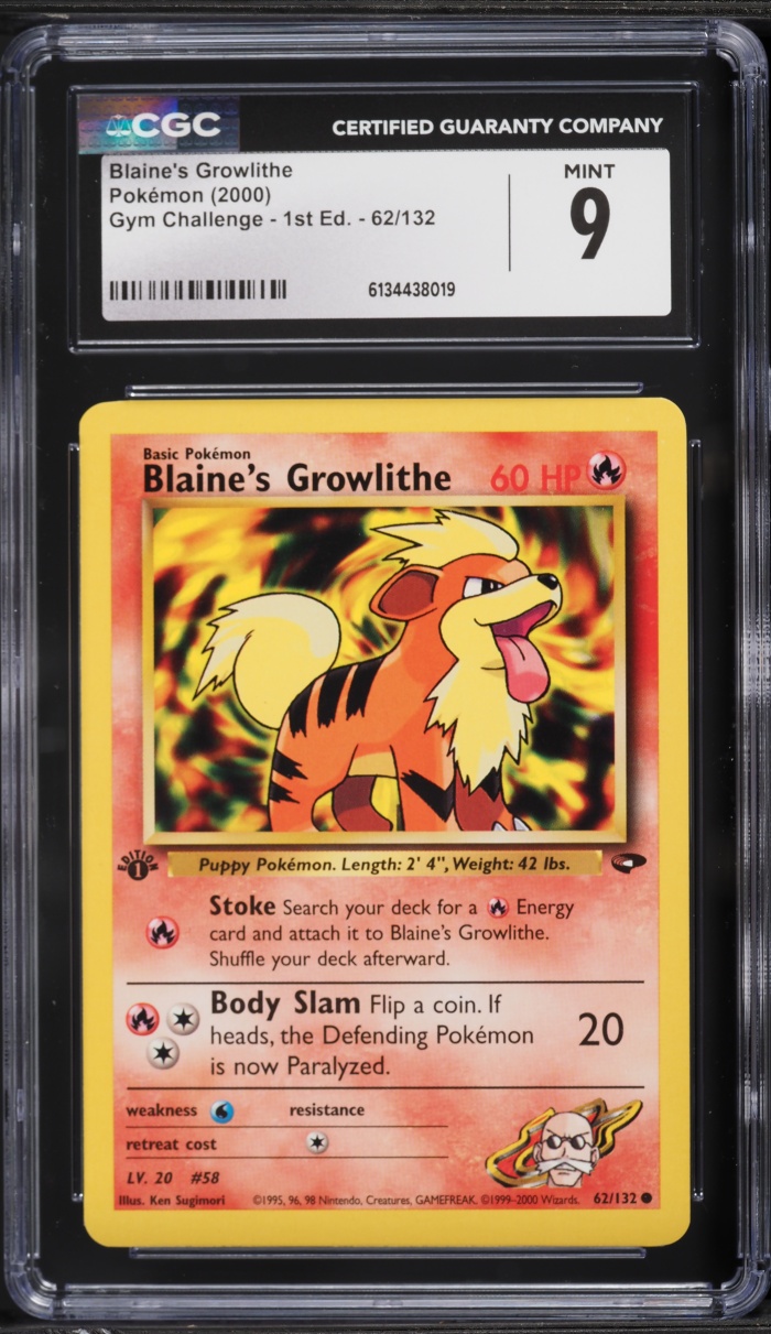 2000 Pokemon Gym Challenge 1st Edition Blaine's Growlithe #62 CGC 9 MINT