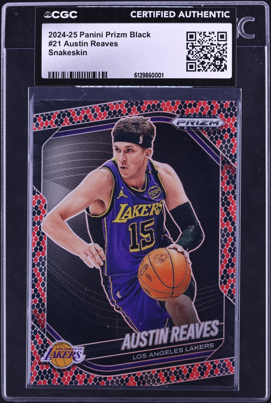 2024 Panini Prizm Black Snakeskin Austin Reaves #21 CGC AUTH - Photo 1
