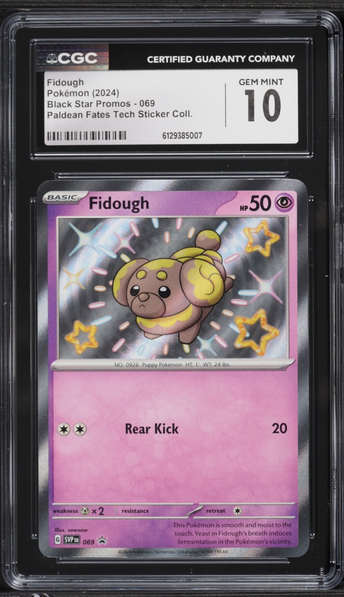 2024 Pokemon SV Promo Paldean Fates Tech Sticker Collection Fidough #69 CGC 10 GEM MINT