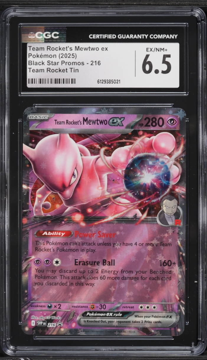 2025 Pokemon Scarlet & Violet Black Star Promo Holo Team Rocket's Mewtwo EX #216 CGC 6.5 EXMT+