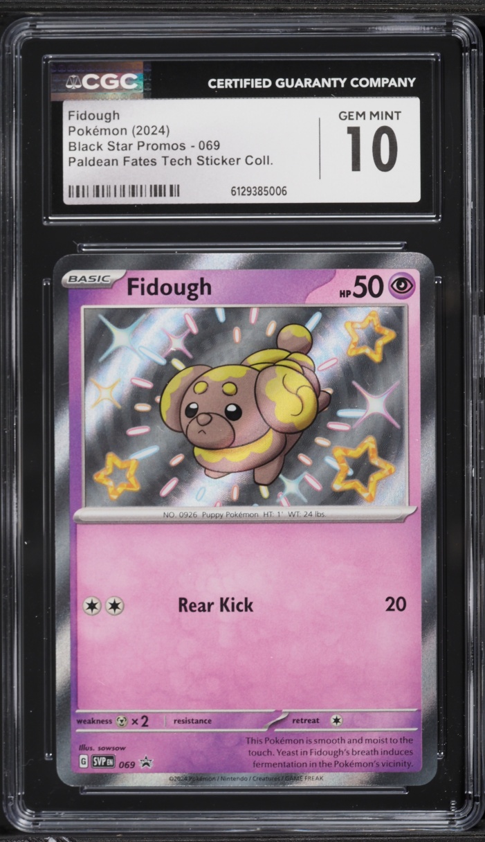 2024 Pokemon SV Promo Paldean Fates Tech Sticker Collection Fidough #69 CGC 10 GEM MINT