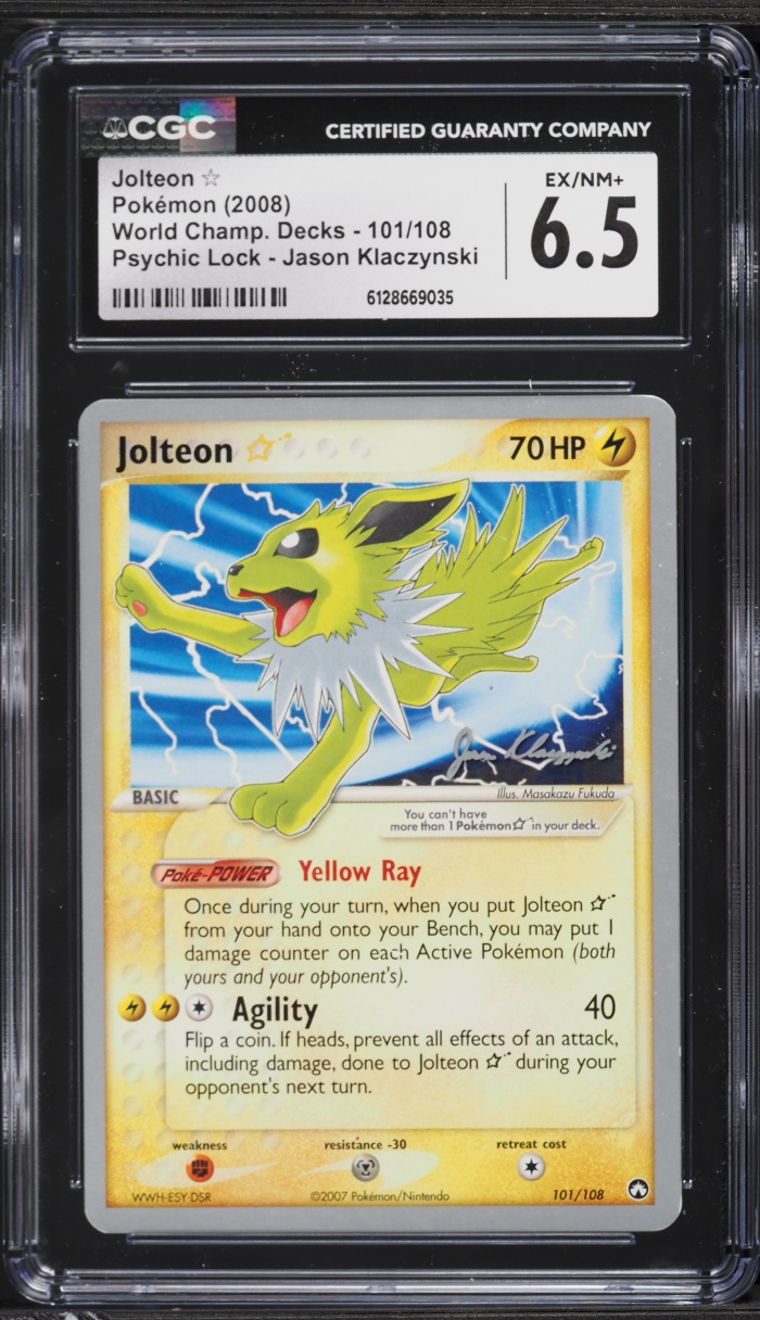 2008 Pokemon World Champ. Decks Psychic Lock Jason Klaczynski Jolteon #101 CGC 6.5 EXMT+