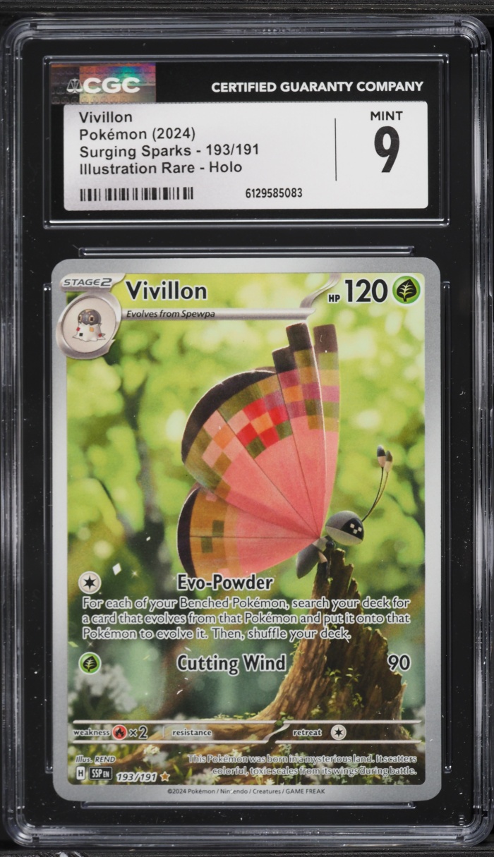 2024 Pokemon Scarlet & Violet Surging Sparks IR Vivillon #193 CGC 9 MINT
