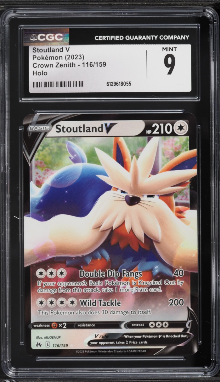 2023 Pokemon Sword & Shield Crown Zenith Holo Stoutland V #116 CGC 9 MINT