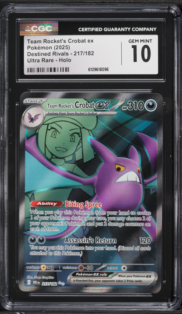 2025 Pokemon Scarlet & Violet Destined Rivals Full Art Team Rocket's Crobat ex #217 CGC 10 GEM