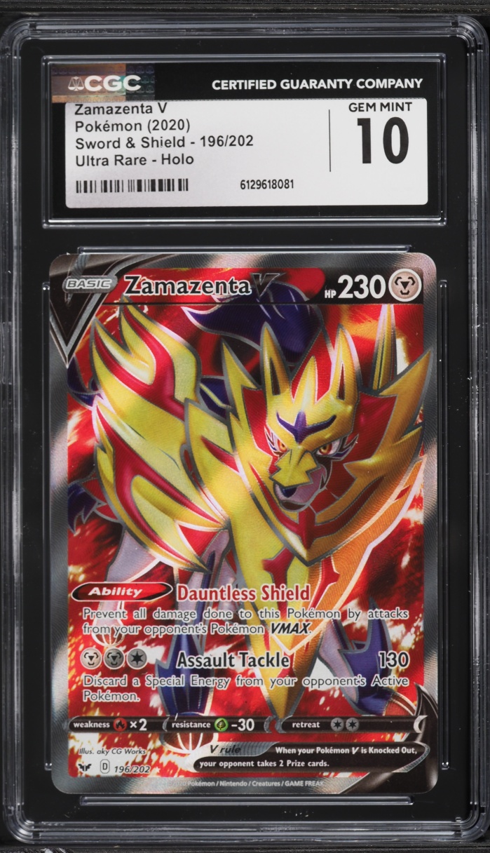 2020 Pokemon Sword & Shield Full Art Zamazenta V #196 CGC 10 GEM MINT