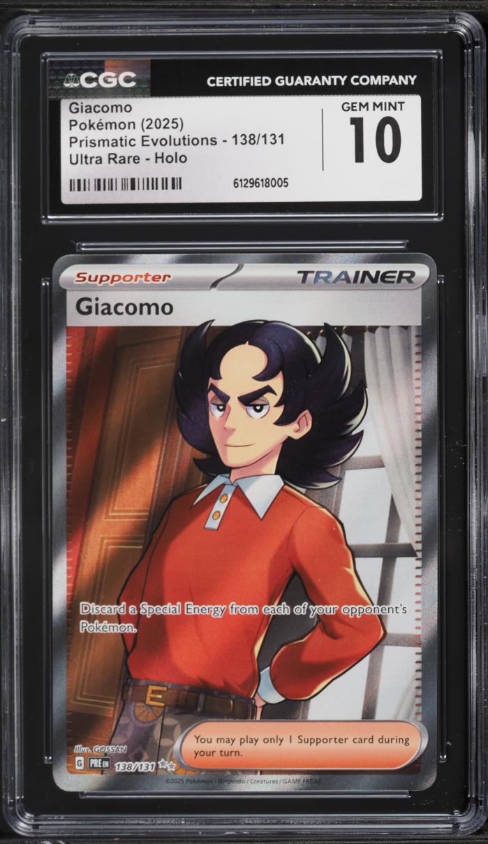 2025 Pokemon Scarlet & Violet Prismatic Evolutions Full Art Giacomo #138 CGC 10 GEM MINT