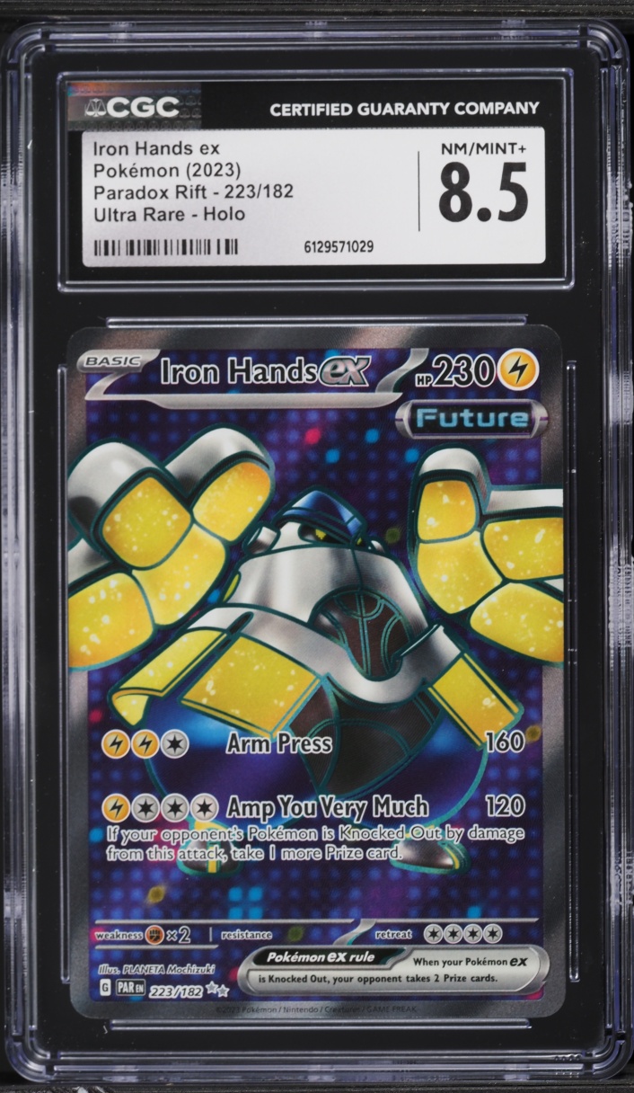 2023 Pokemon Scarlet & Violet Paradox Rift Full Art Iron Hands ex #223 CGC 8.5 NM-MT+