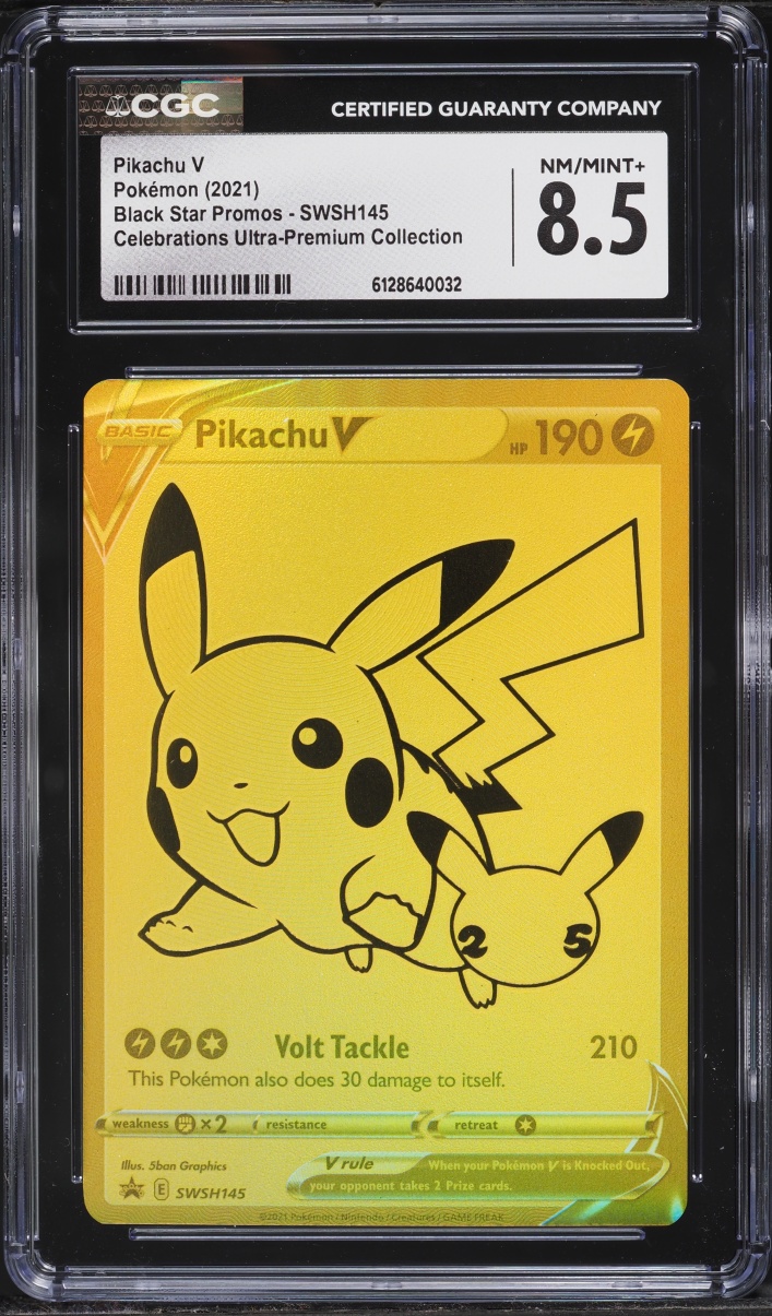2021 Pokemon Sword & Shield Promo Celebrations Full Art Pikachu V #SWSH145 CGC 8.5 NM-MT+