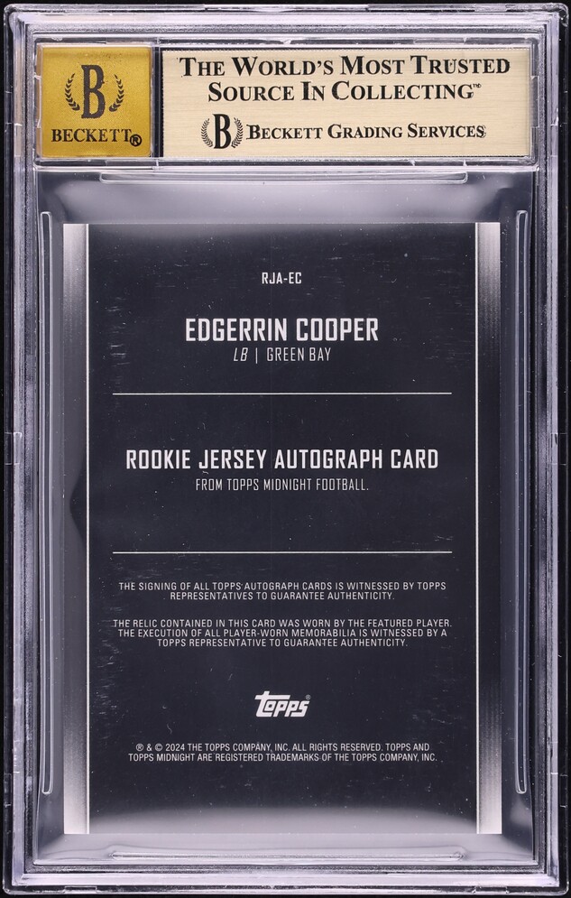 2024 Topps Midnight Jersey Edgerrin Cooper ROOKIE PATCH AUTO #RJAEC BGS ...