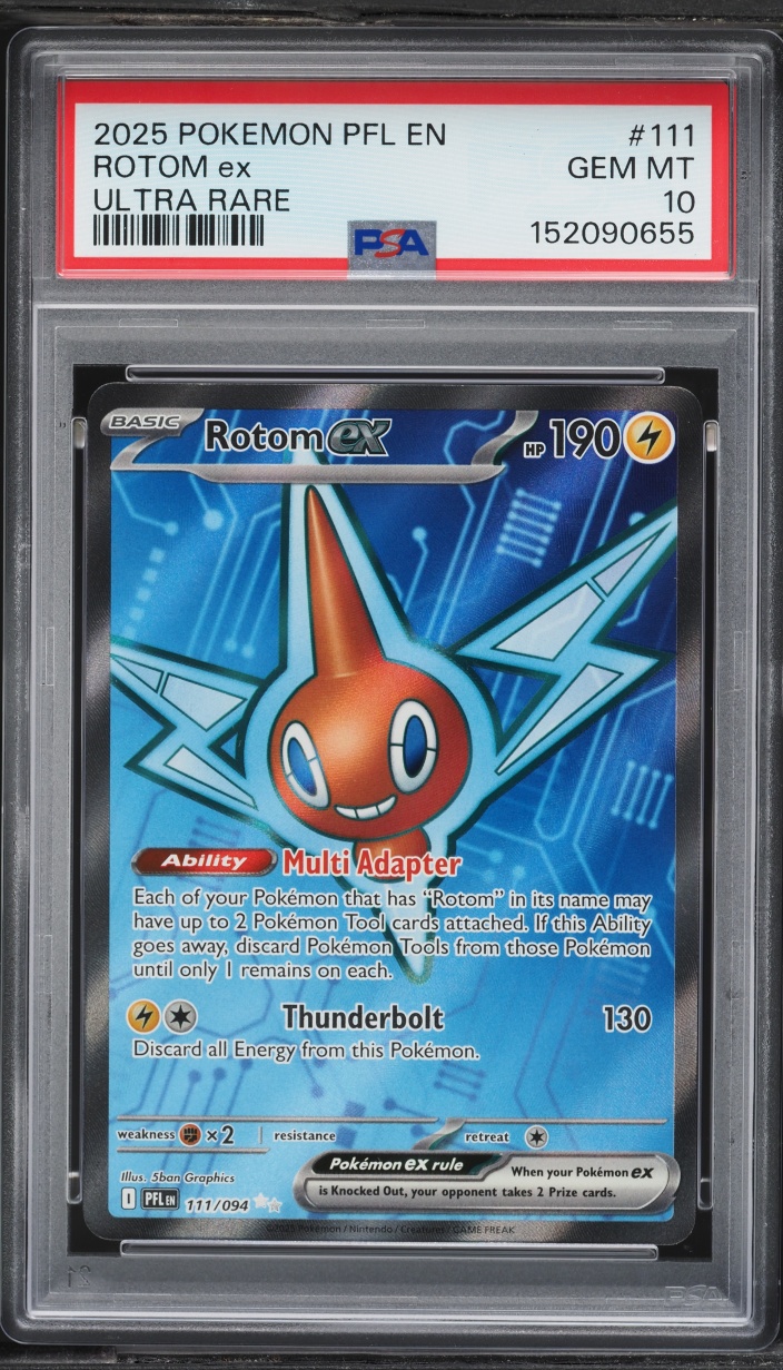 2025 Pokemon Mega Evolution Phantasmal Flames Full Art Rotom ex #111 PSA 10 GEM MINT