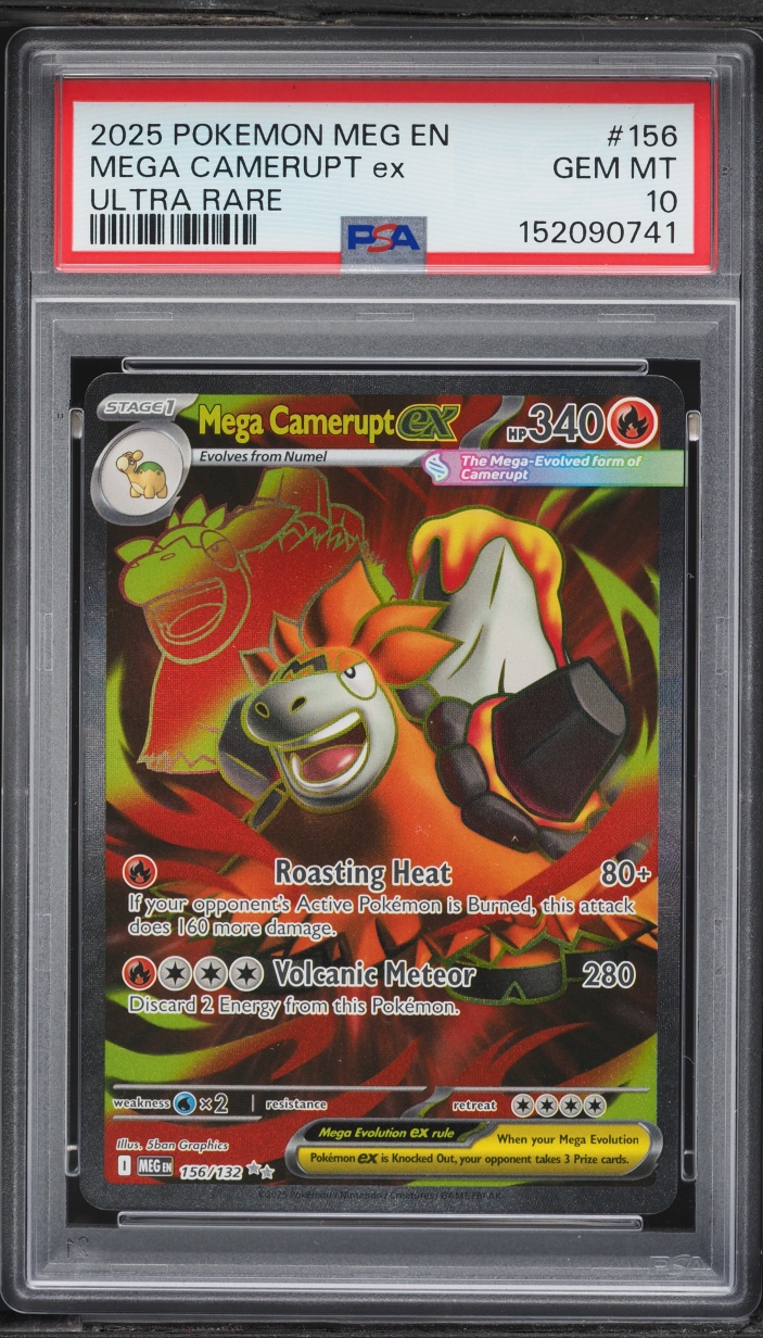 2025 Pokemon Mega Evolution Full Art Mega Camerupt EX #156 PSA 10 GEM MINT