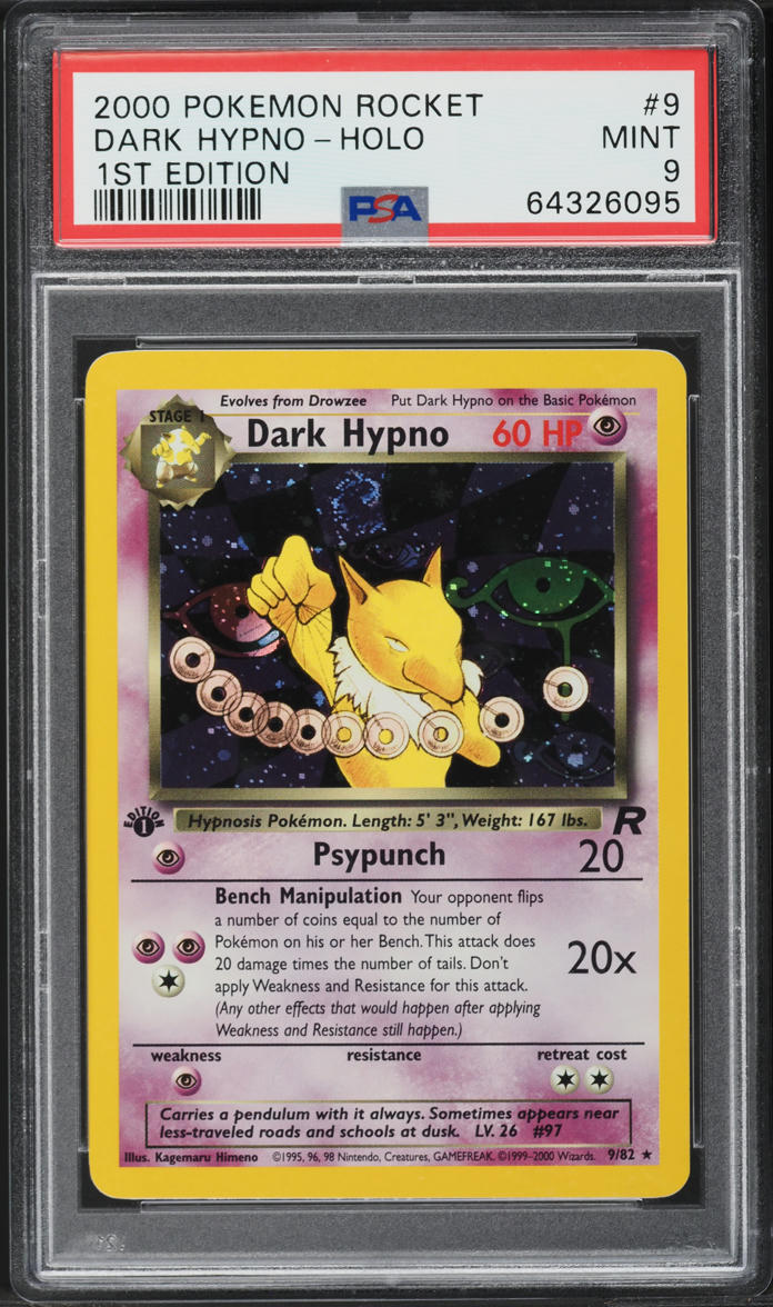 2000 Pokemon Rocket 1st Edition Holo Dark Hypno #9 PSA 9 MINT