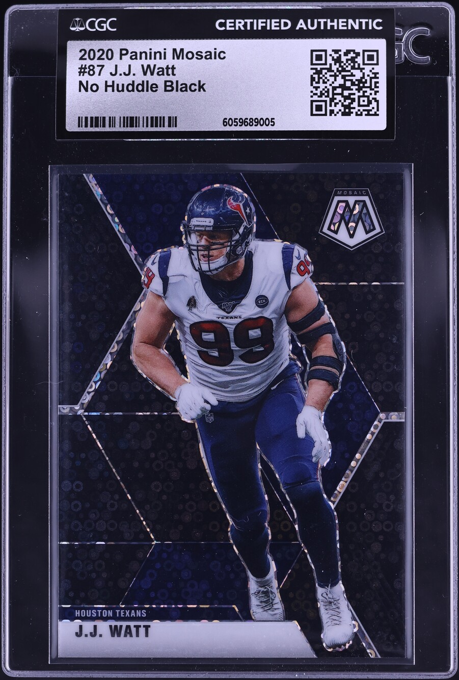 2020 Panini Mosaic No Huddle Black J.J. Watt 1/1 #87 CGC AUTH