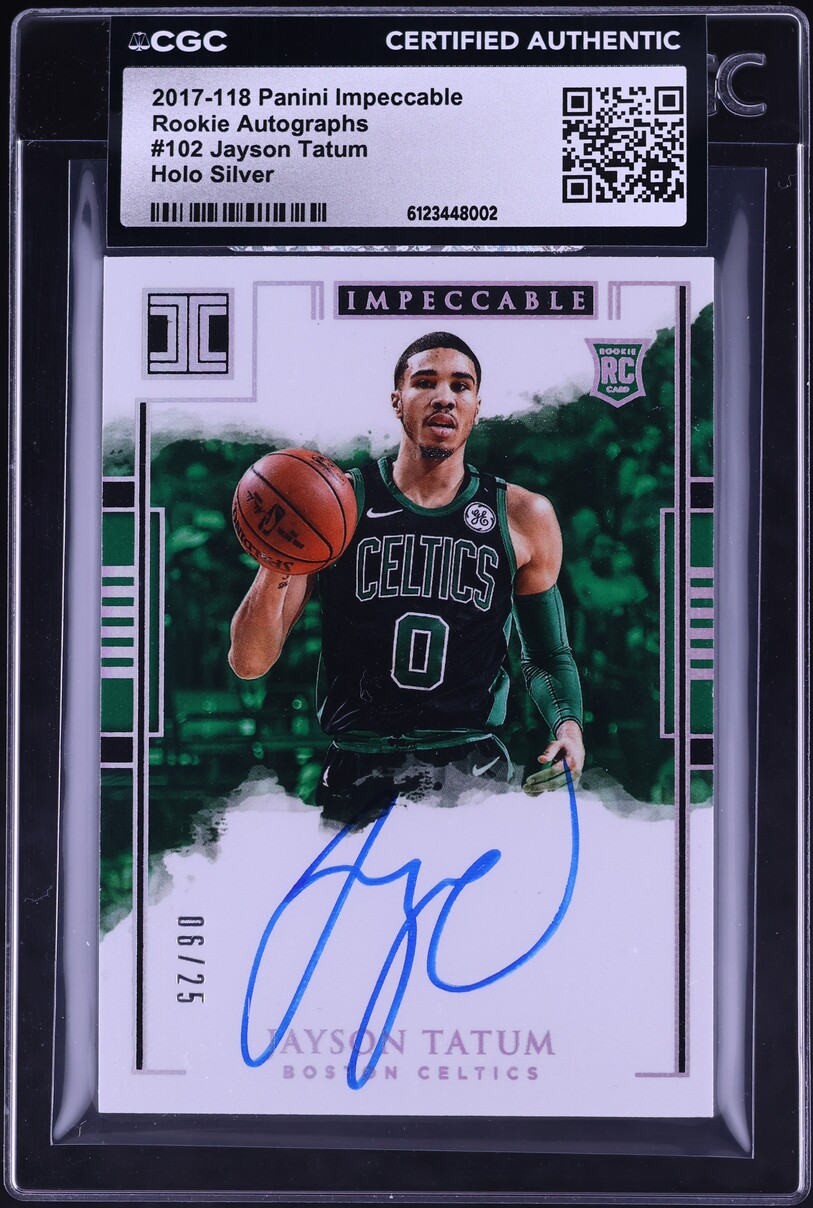 2017 Impeccable Holo Silver Jayson Tatum ROOKIE AUTO /25 #102 CGC AUTH - Photo 1