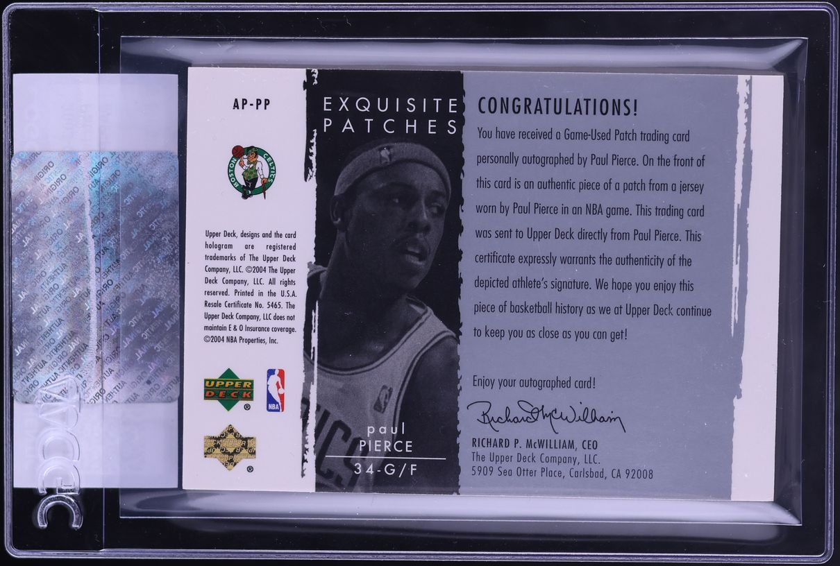 2003 Exquisite Collection Paul Pierce PATCH AUTO /100 #AP-PP CGC AUTH - Photo 2